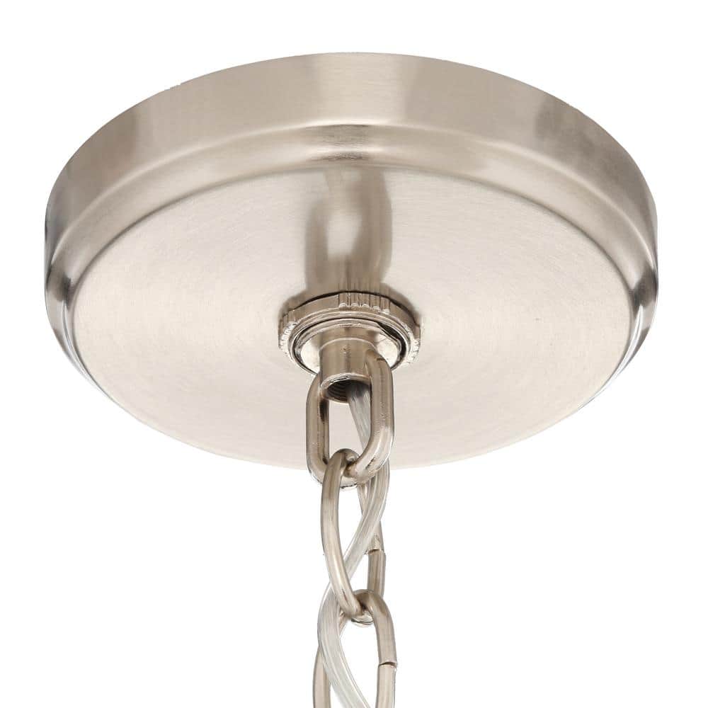 Aubrey Mini 5-Light Chandelier with Frosted Glass, Satin Nickel