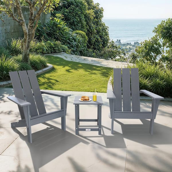 Arcadia Gray 3-Piece Plastic Patio Conversation Set