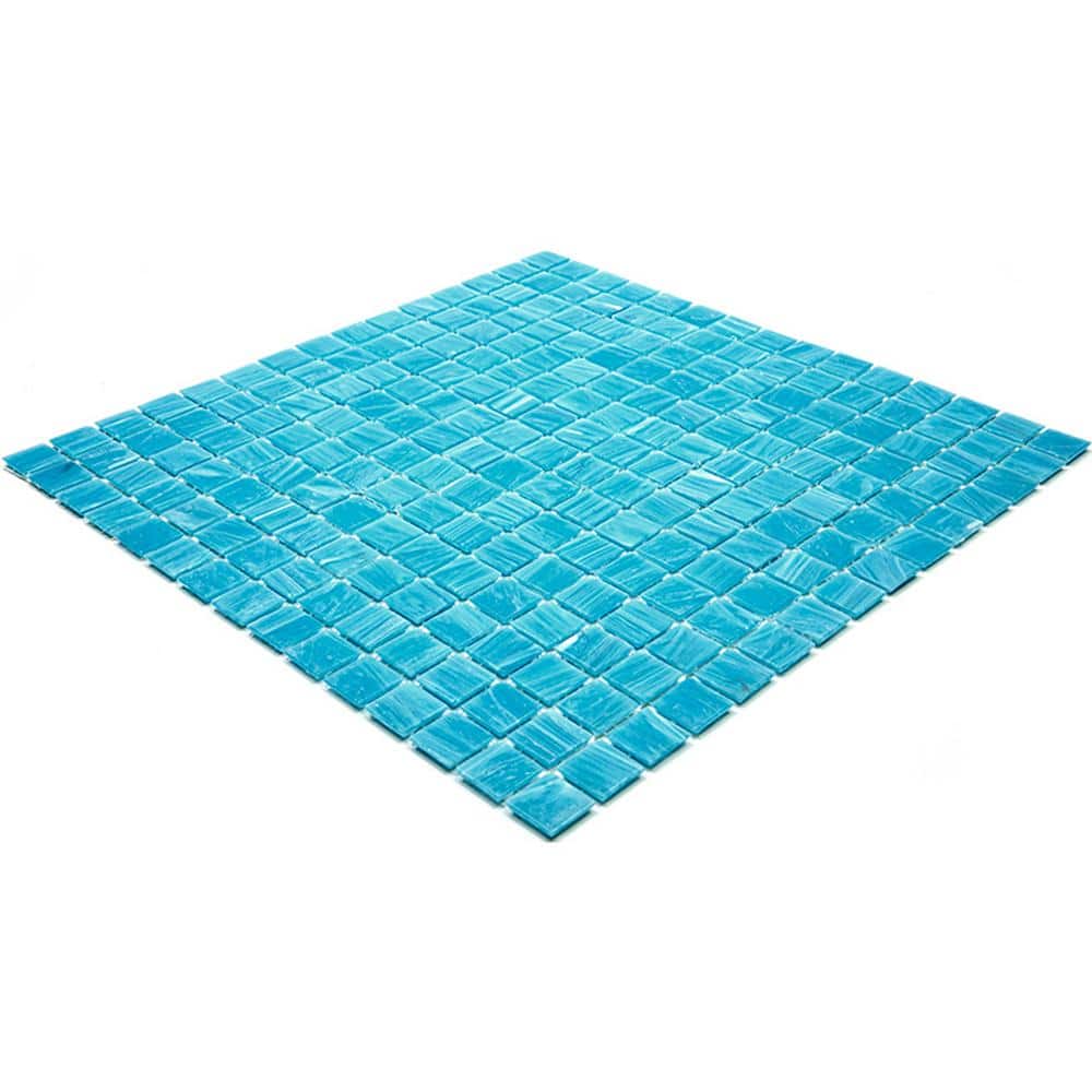 Sky Blue 12" x 12" Glossy Glass Mosaic Tile