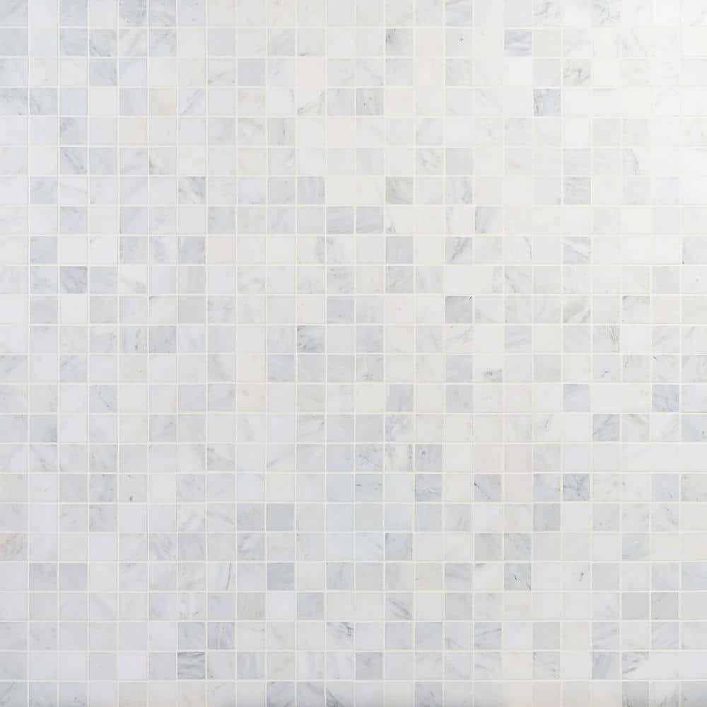 White 12x12 Honed Marble Mosaic Tile