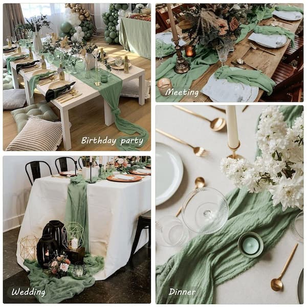 Angel Sar 35 in. W x 120 in. L Dusty Sage Green Solid Boho