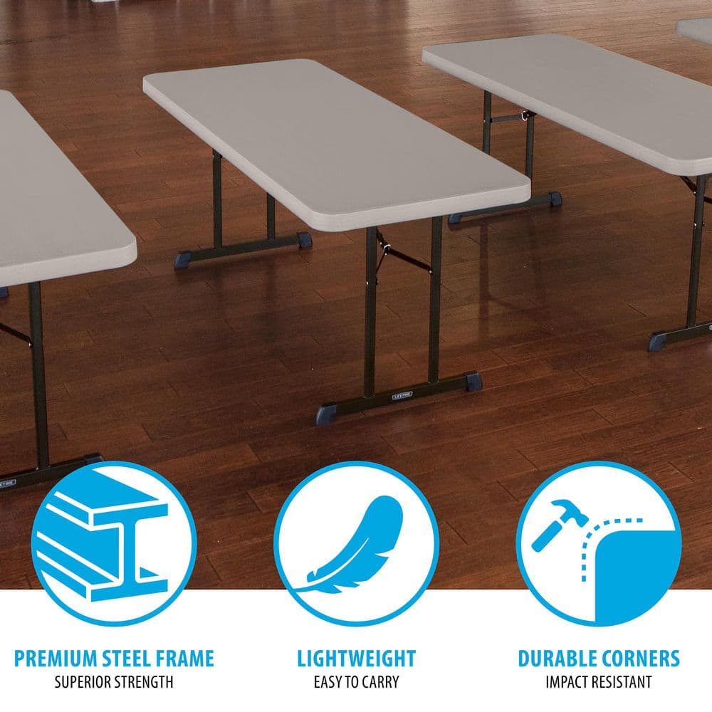 Putty 6-Foot Folding Table with Black Metal Legs