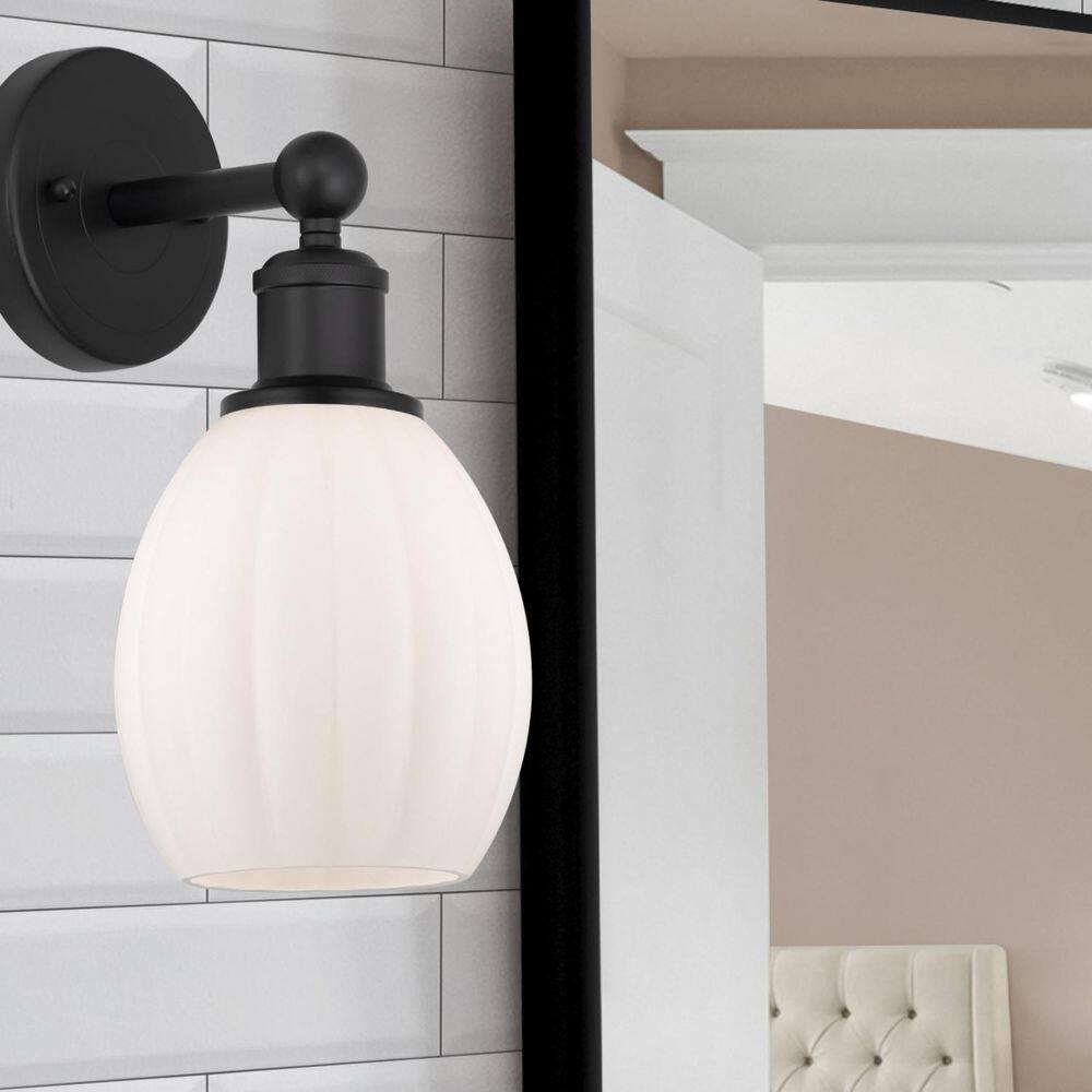 Eaton 1-Light Matte Black Wall Sconce with White Glass Shade price history on PriceWatchPro