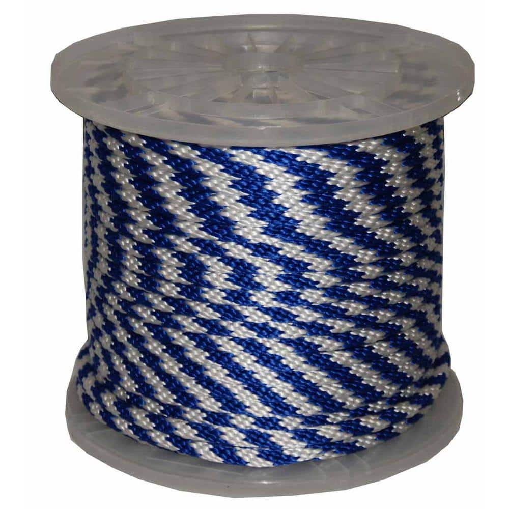 t.w . Evans Cordage 98012 5/8-Inch by 200-Feet Solid Braid Propylene Multifilament Derby Rope, Blue and White