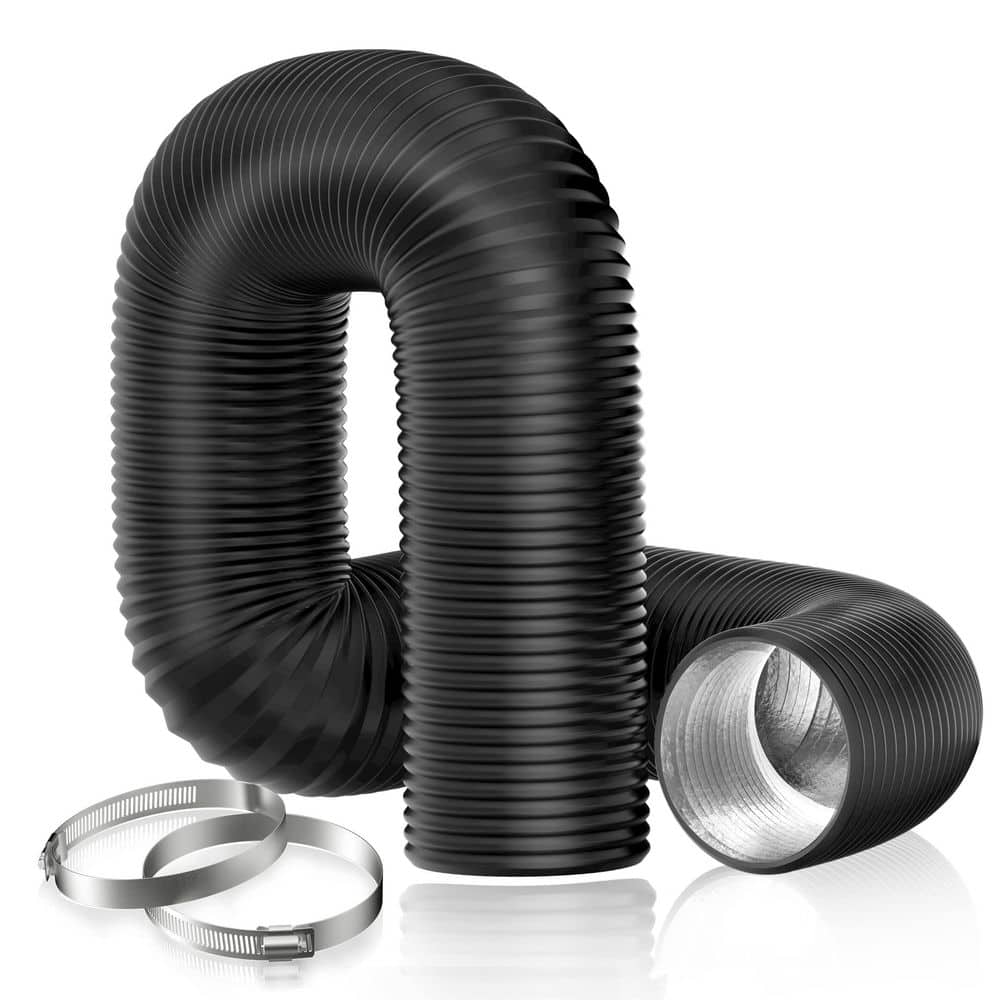 "1-Pack 4"" Flexible Dryer Vent Hose, Heavy-Duty Black PVC Duct, 8FT with 2 Clamps" price history on PriceWatchPro