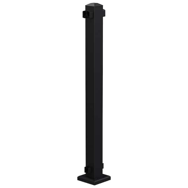 42 in. H x 5-11/16 in. W Matte Black Aluminum Deck Railing Mid Post Kit