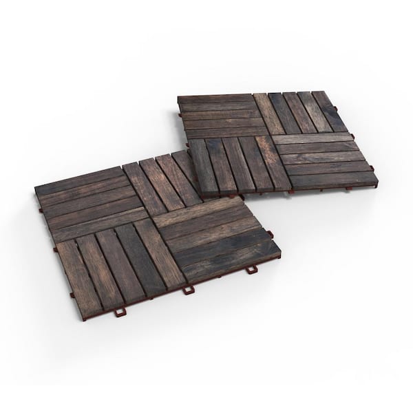 20 x Acacia Patio Hardwood Interlocking Wooden Decking Tiles 8 slat Hard Wood 