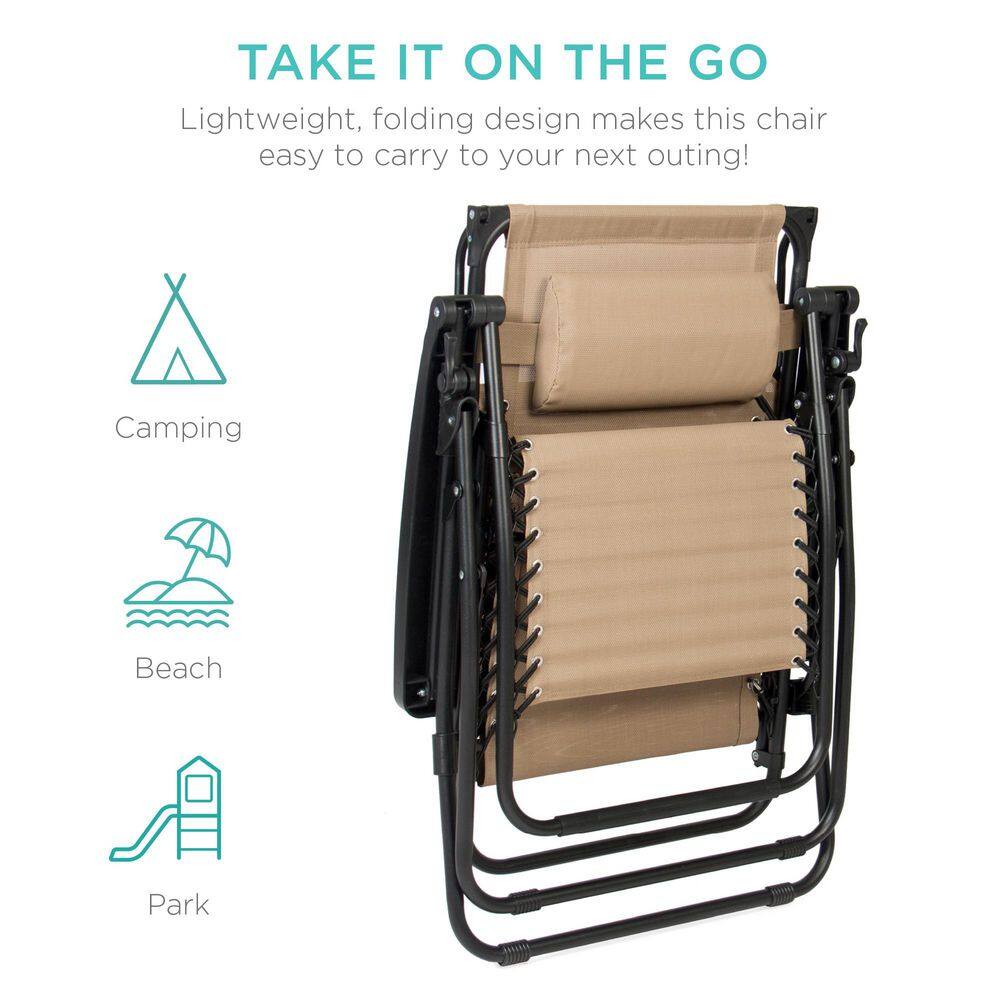 Sand Folding Zero Gravity Lounger with Cushions and Arms