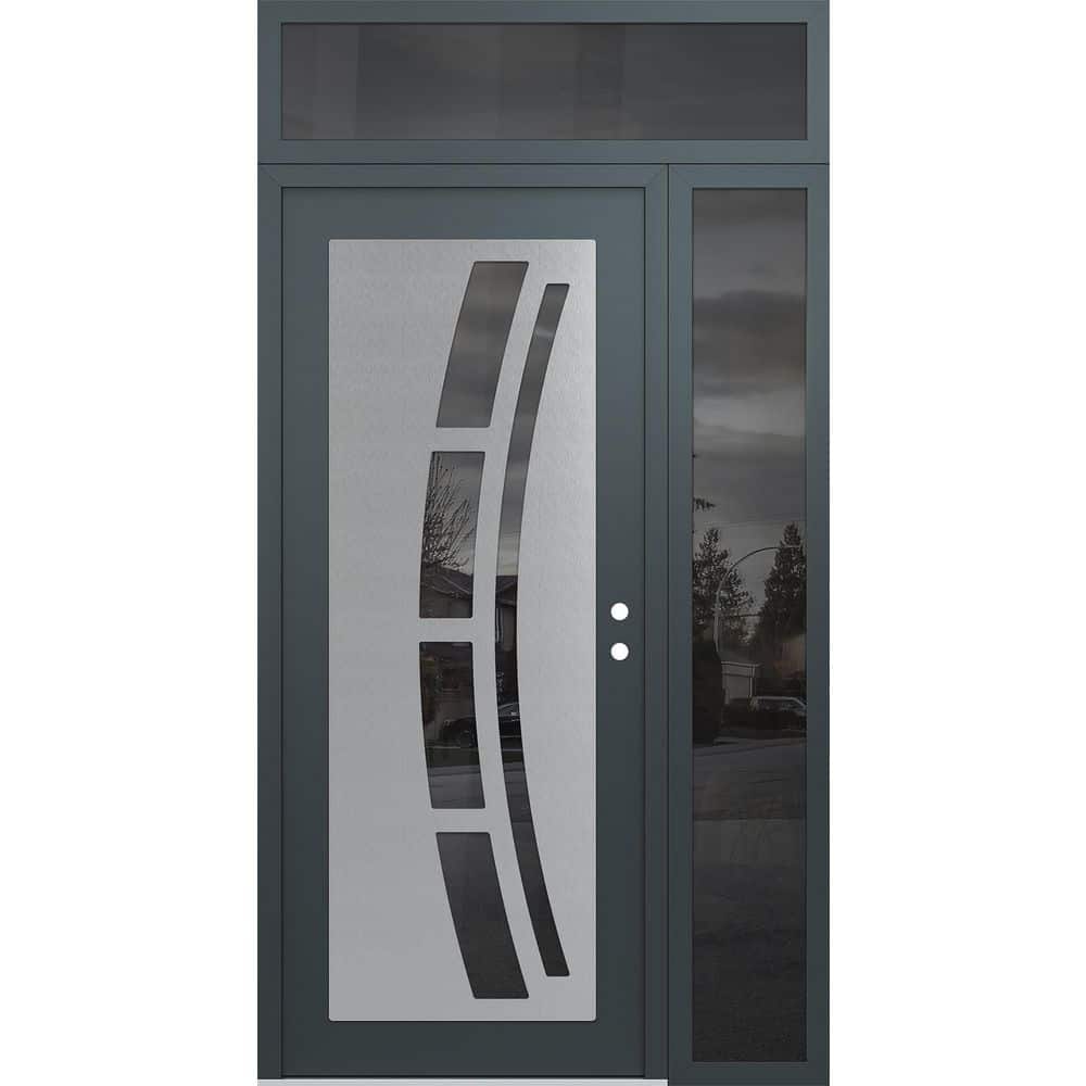 C12 50 in. x 96 in. Silver P Left-Hand/Inswing Mirrored Glass Anth/Anth Sidelite Plus Transom Steel Prehung Front Door price history on PriceWatchPro