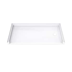 DreamStone 30 in. L x 60 in. W Alcove Shower Pan Base with Right Drain in White