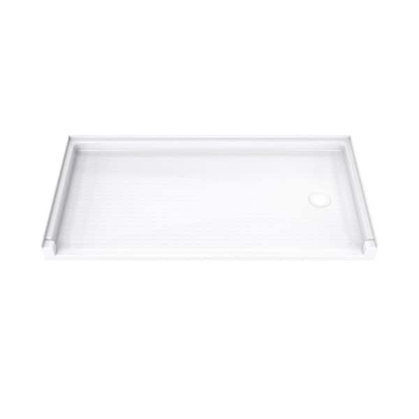 DreamLine DreamStone 30 in. L x 60 in. W Alcove Shower Pan Base with Right Drain in White