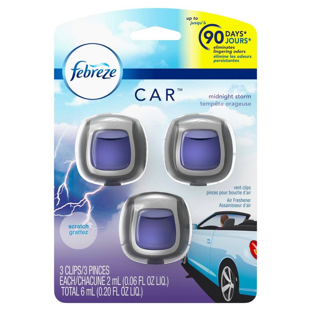 Febreze 0.20 oz. Midnight Storm Scent Car Vent Air Freshener (3Count