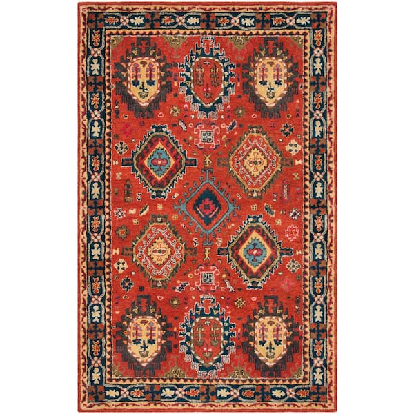 SAFAVIEH Heritage Rust/Navy Doormat 3 ft. x 5 ft. Border Area Rug