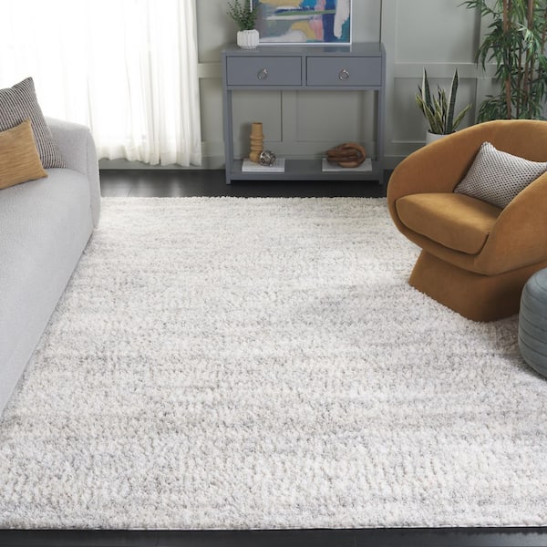 Berber Shag 8 ft. x 8 ft. Square Ivory/Light Gray Two-Toned Solid Area Rug