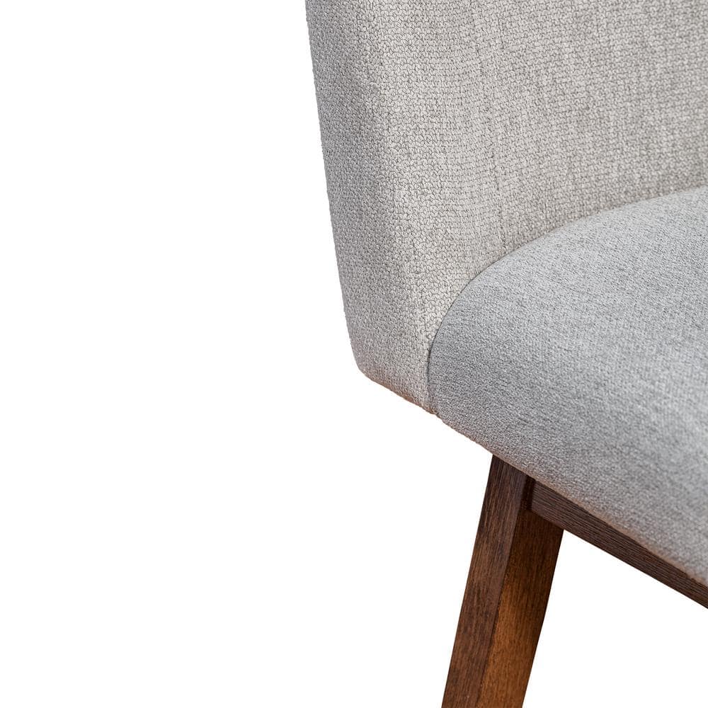 Taupe Fabric and Brown Oak Swivel Accent Chair