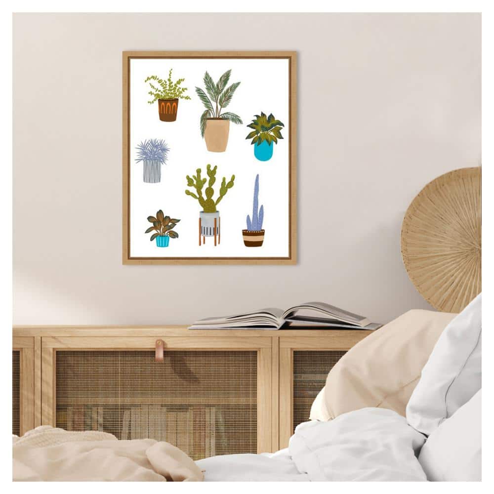 Houseplant Chart II Modern Giclee Print on Canvas with Maple Frame