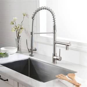 Single Handle LED Kitchen Faucet With Pull Down Sprayer Modern Commercial Kitchen Sink Faucets 1 Hole Tap Brushed Nickel