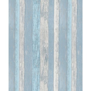 Cannon Blue Distressed Wood Peelable Roll (Covers 56.4 sq. ft.)