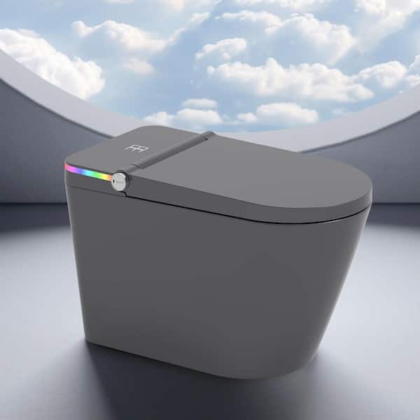 1.28 GPF Tankless Elongated Smart Bidet Toilet in Gunmetal Gray with Auto Flush, Heated Seat, Warm Air Dryer