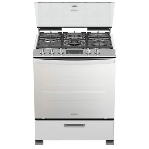 Whirlpool 30 in. 5.1 cu.ft. Gas Range with Self-Cleaning Oven in ...