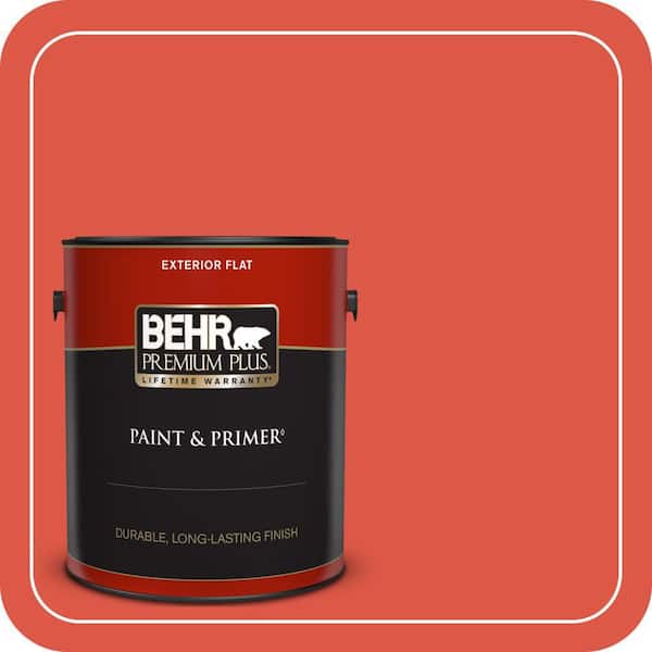 BEHR PREMIUM PLUS 1 gal. #T12-7 Red Wire Flat Exterior Paint & Primer