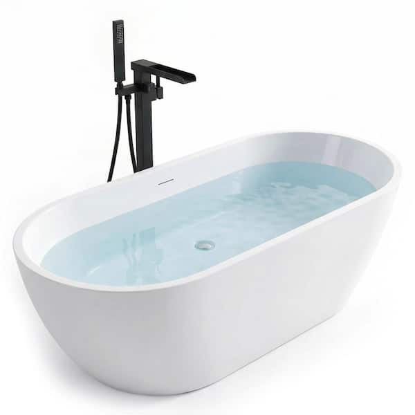 ANZZI Chand 67 in. x 32 in. Flat Bottom Freestanding Soaking