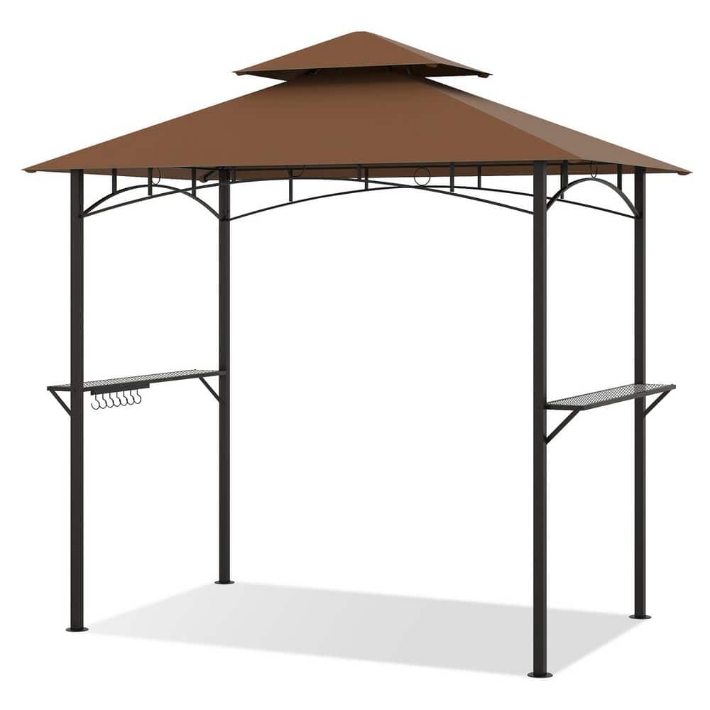 8 ft. x 5 ft. Brown Double-Tiered Steel Grill Gazebo with 2 Shelves and 7 Hooks price history on PriceWatchPro