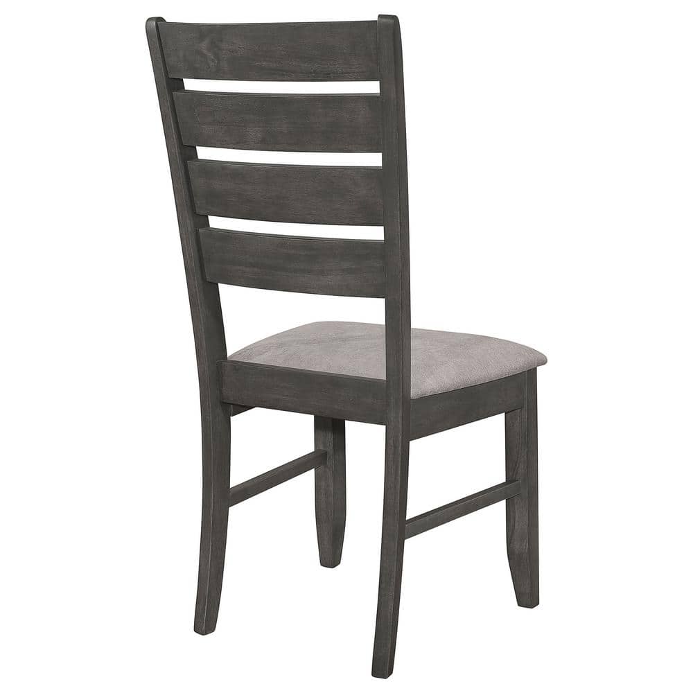 Dark Gray Upholstered Ladderback Wood Side Chair Set