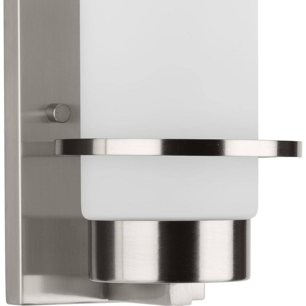 Brushed Nickel Cylinder Vanity Light with Etched Glass Shade
