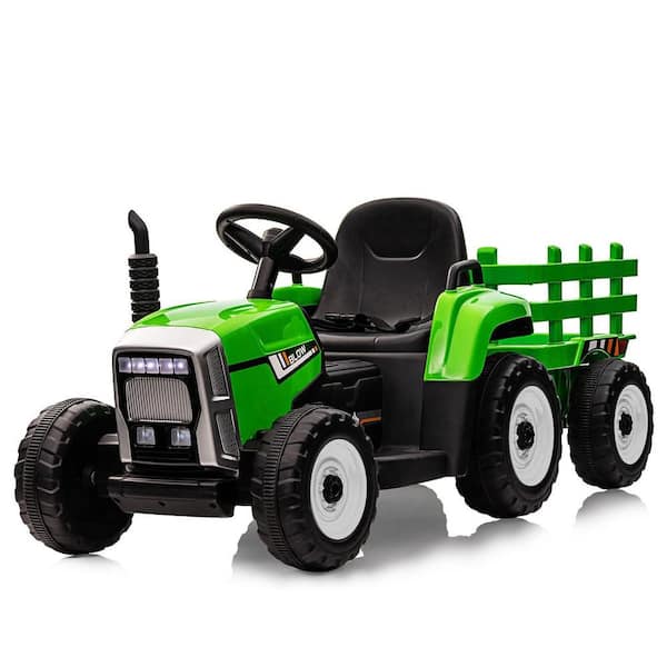 Garvee 12-Volt Kids Ride on Tractor Trailer and Remote Control, Speed Up to 5mph, 25-Watt Toddler Electric Vehicle Car, Green