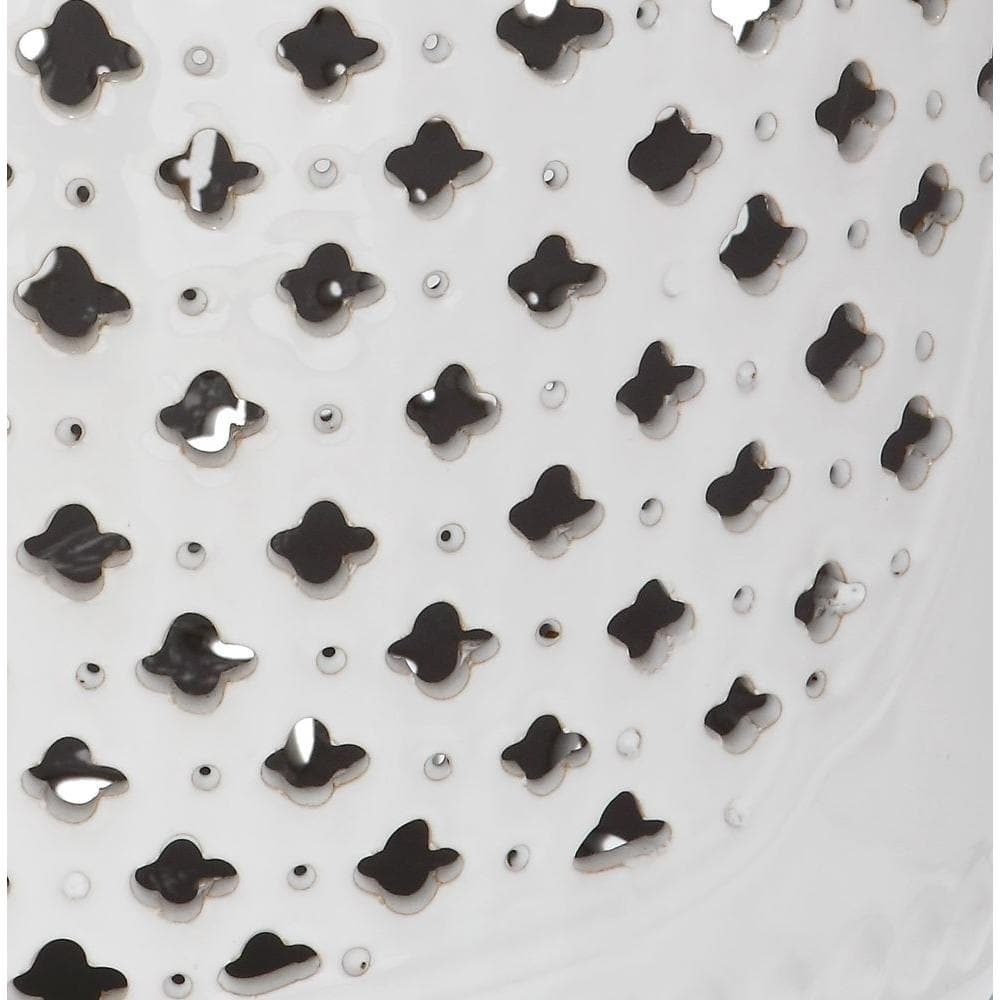 White Ceramic Quatrefoil Garden Stool