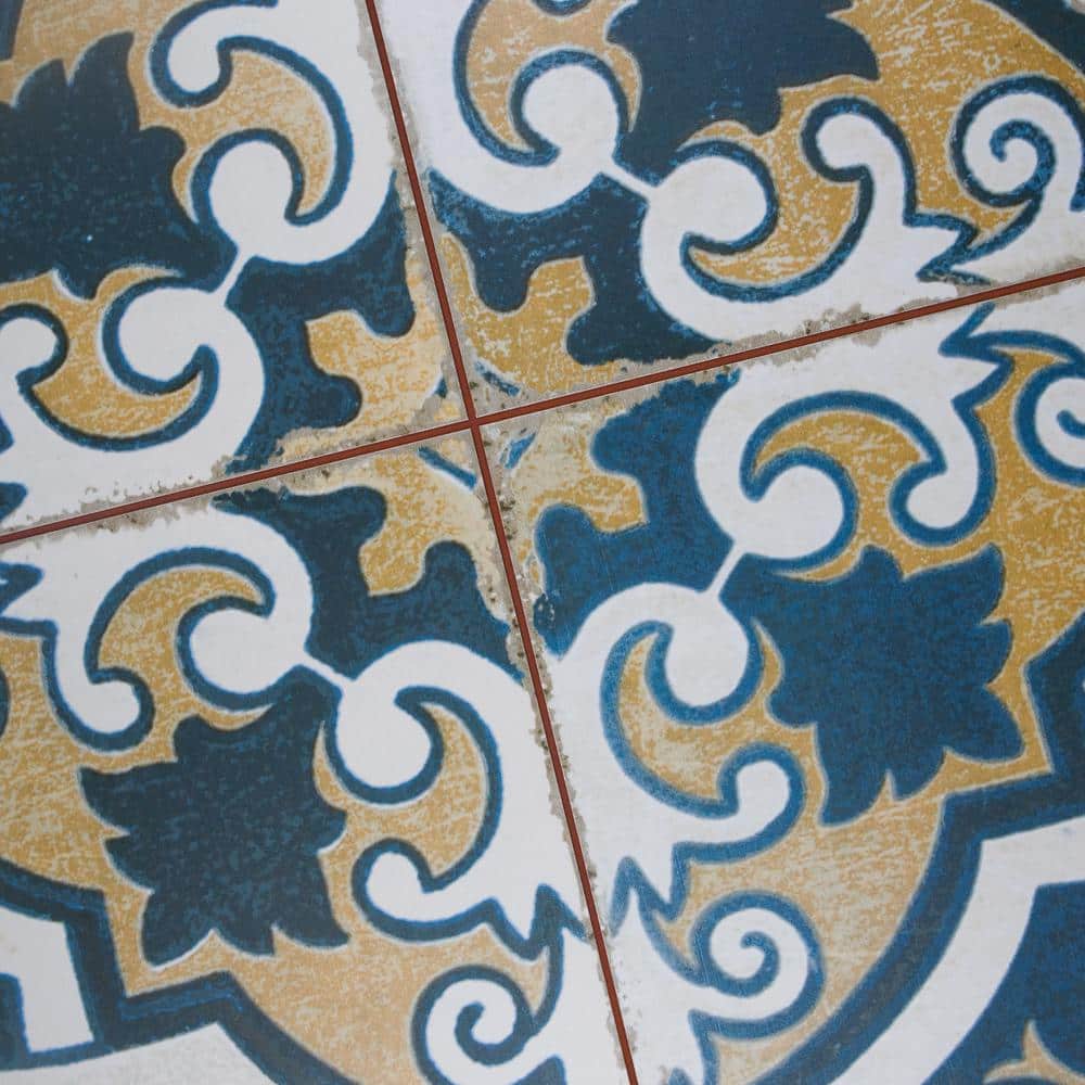 18x18 Teal and Golden-Yellow Ceramic Floor and Wall Tile