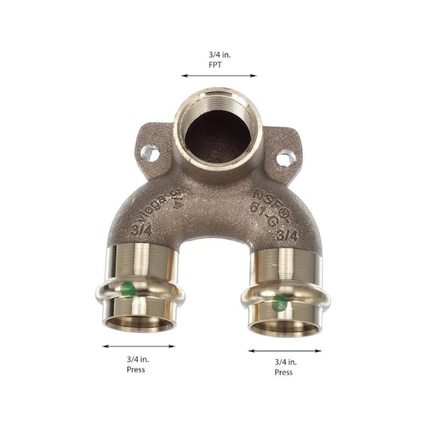 ProPress 3/4 in. Press x FPT Zero-Lead Bronze 180-Degree Double Drop Elbow