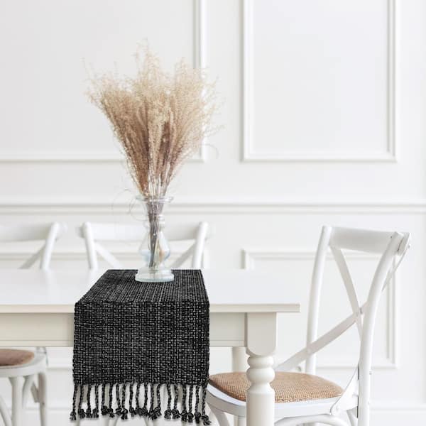 Tone on Tone 100% Cotton Runner 13 in. x 72 in. in Black