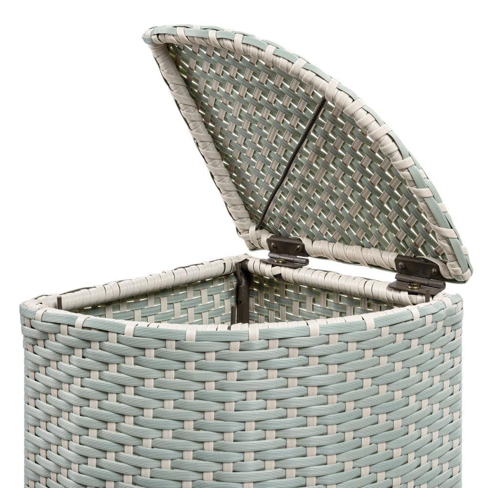 Mint Blue and White Plastic Corner Outdoor Trash Can