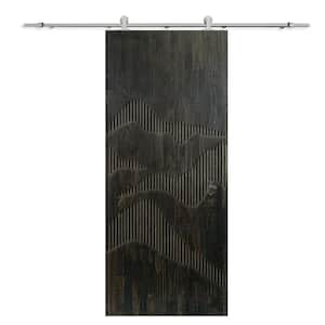 30 in. x 80 in. Charcoal Black Stained Pine Wood Modern Interior Sliding Barn Door with Hardware Kit