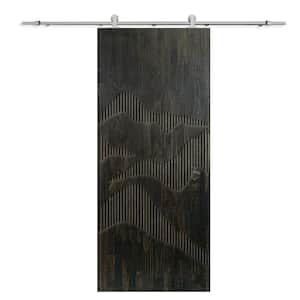 32 in. x 96 in. Charcoal Black Stained Solid Wood Modern Interior Sliding Barn Door with Hardware Kit