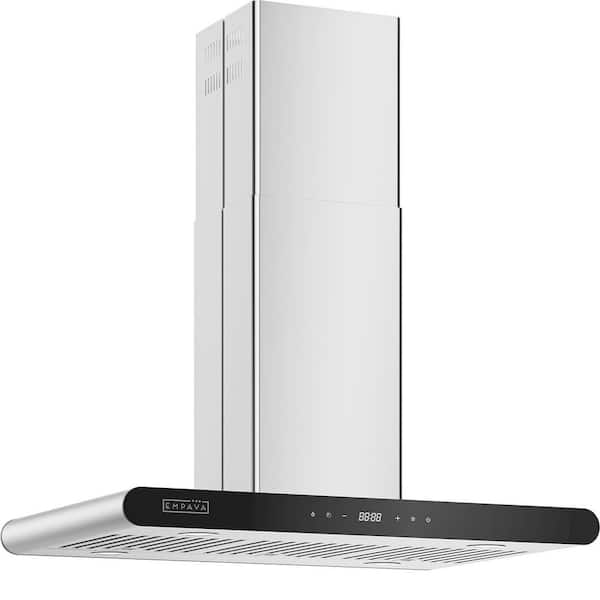 36 in. Convertible Stainless Steel Island Range Hood 400 CFM Ducted Kitchen Vent in Black, Dishwasher-Safe Filter
