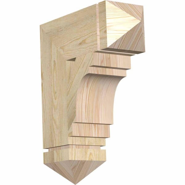 Ekena Millwork 6 in. x 22 in. x 18 in. Douglas Fir Merced Arts and Crafts Rough Sawn Bracket
