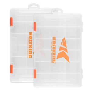 Angel Sar 2-Pack Plastic Tackle Boxes in Orange with Removable