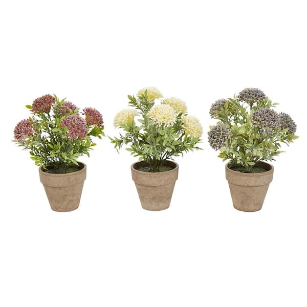 Pure Garden 10 in. Artificial Assorted Faux Flower Arrangement (Set of 3)
