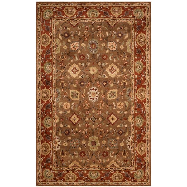 SAFAVIEH Heritage Moss/Rust 5 ft. x 8 ft. Border Area Rug
