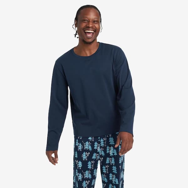 The Company Store Company Cotton Printed Men's Large Blue Pajama Set