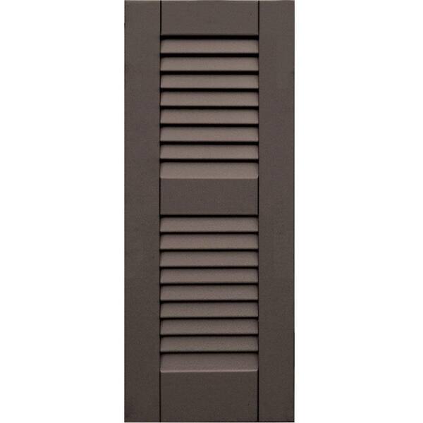 Winworks Wood Composite 12 in. x 30 in. Louvered Shutters Pair #641 Walnut
