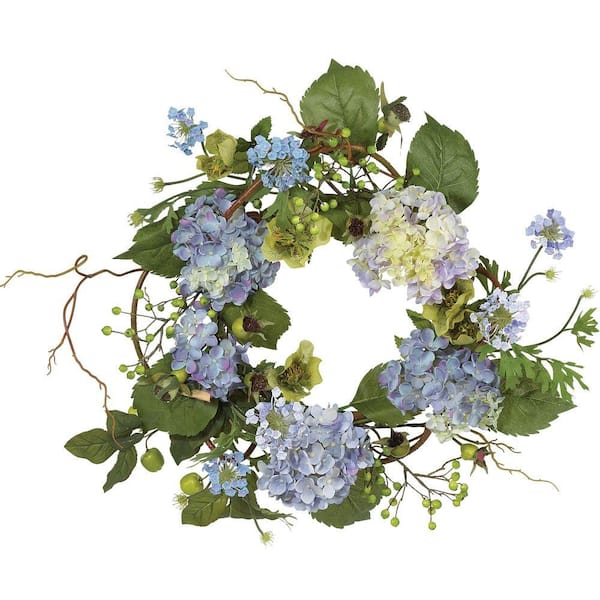 Nearly Natural 20 in. Artificial Hydrangea Wreath