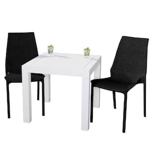 Kent White and Black 3-Piece Plastic Square Outdoor Dining Set