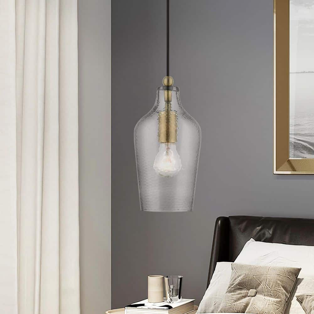 Avery Mini Pendant in Antique Brass with Clear Glass