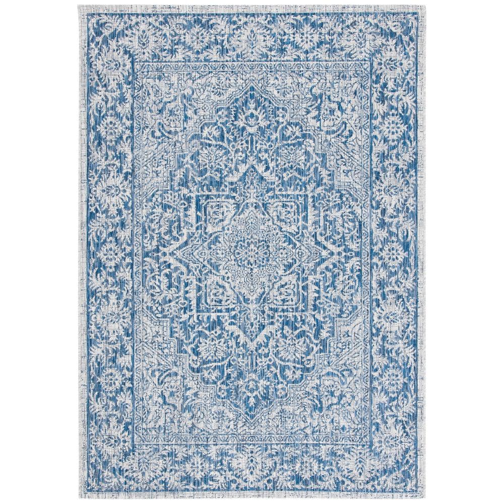 Modern Gray Synthetic 4'x5'7" Non-Slip Indoor/Outdoor Rug
