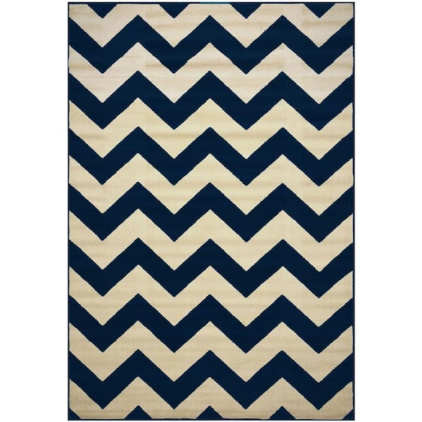RugStylesOnline Modela Chevron Black Tan 8 ft. x 10 ft. Classic Braided Contemporary Polypropylene Rectangular Area Rug