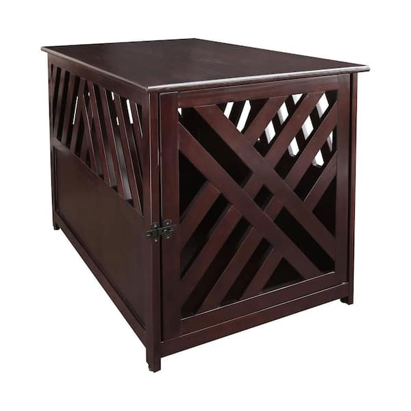 Casual Home Modern Wood Lattice Pet Crate End Table Espresso 602 24 The Home Depot